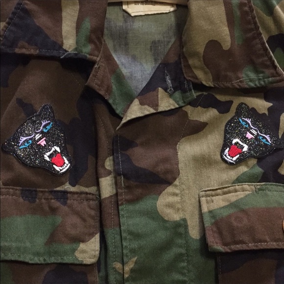 Vintage army jacket embellished size S - Picture 3 of 6